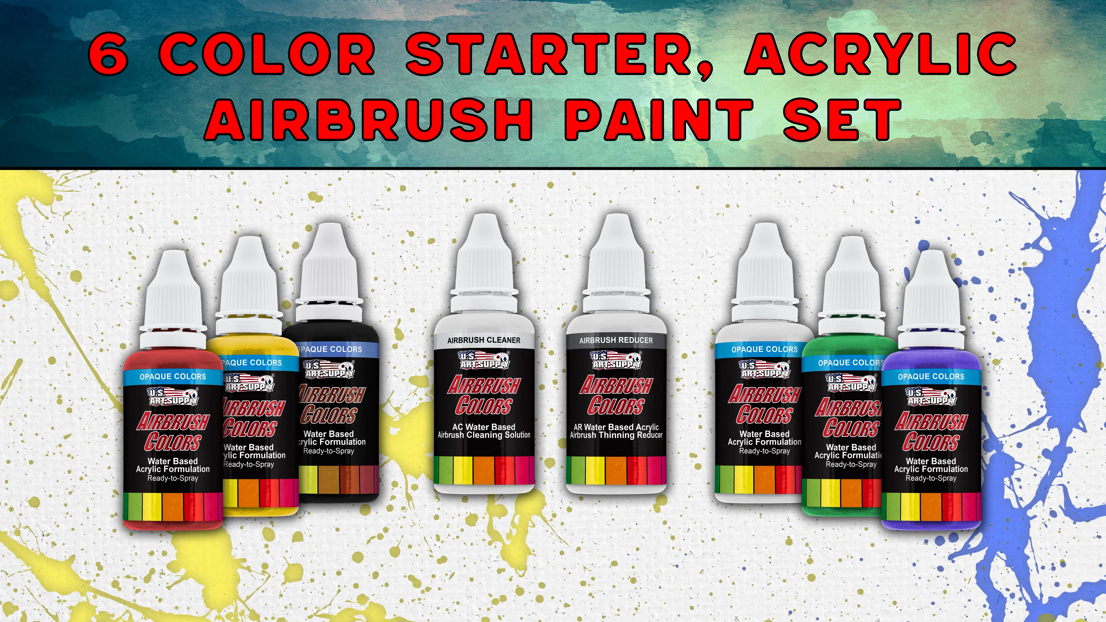 Amazon.com: US Art Supply.juego de 6 pintura aerógrafo acrílica
